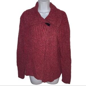 Heart of Palm One Button Cotton Blend Ribbed Cardigan XL